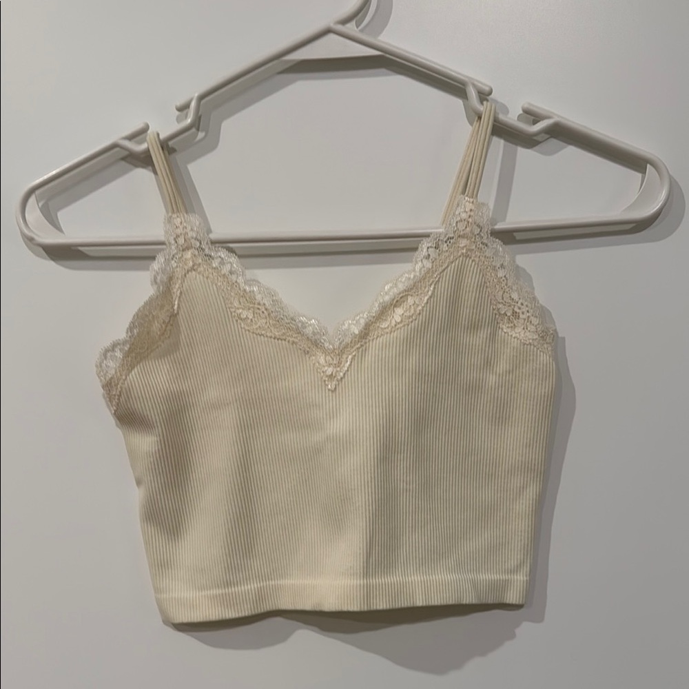 Wild Fable Cream Lace Trim Tank Top